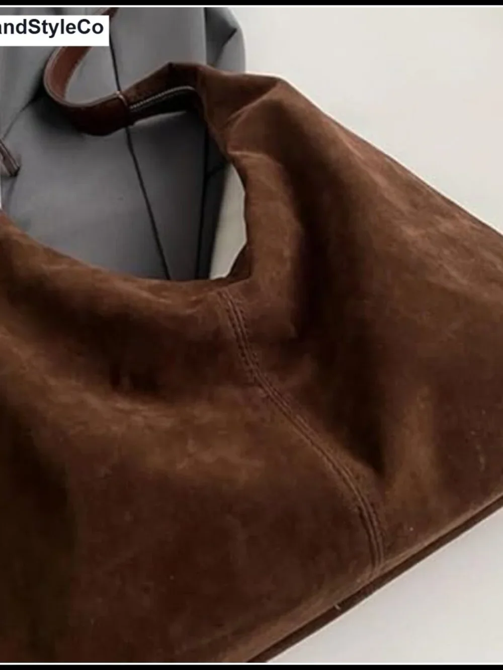 Slouchy Suede Hobo Shoulder Bag for Women with Zipper, Work Travel Purse